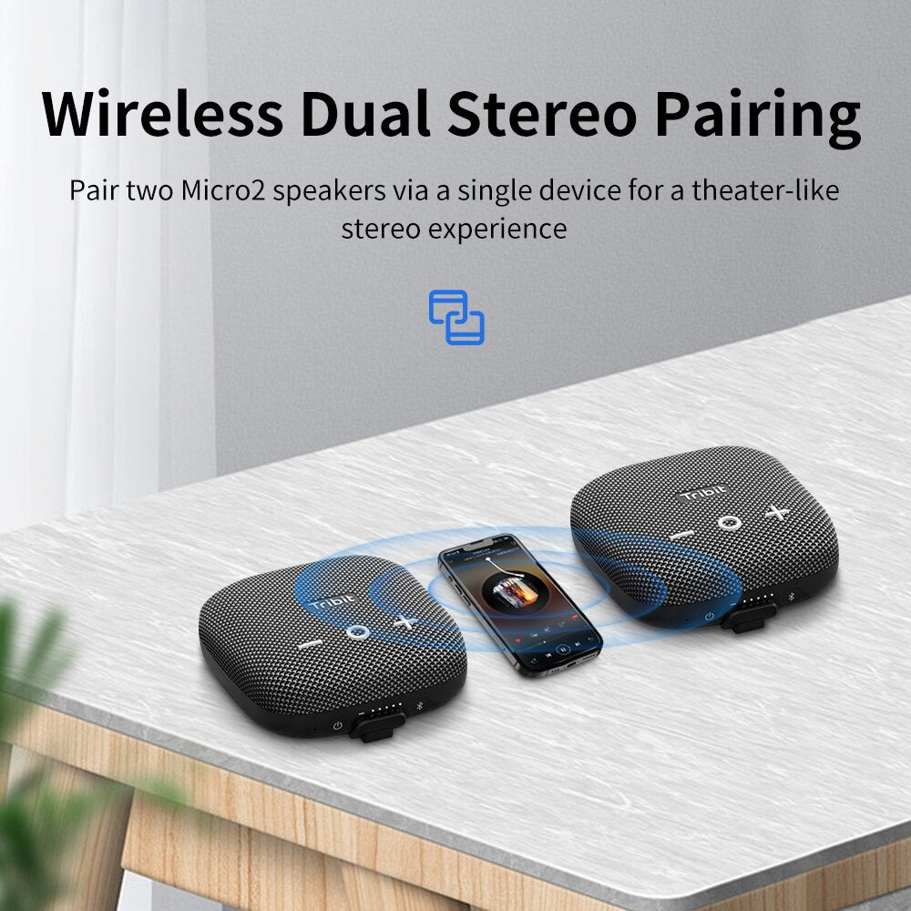 Tribit StormBox Micro 2 Portable Bluetooth Speaker, Deep Bass, 90dB Loud Sound, Waterproof IP67, Strap for Travel
