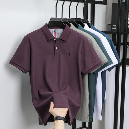 100% Pure Cotton Mens Short-Sleeved Polo Shirt Luxury Customized Business Top with Exquisite Embroidery, Summer Fashion