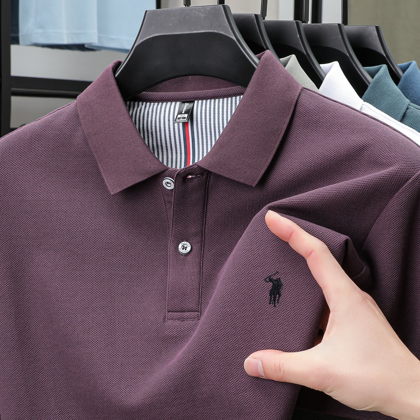 100% Pure Cotton Mens Short-Sleeved Polo Shirt Luxury Customized Business Top with Exquisite Embroidery, Summer Fashion