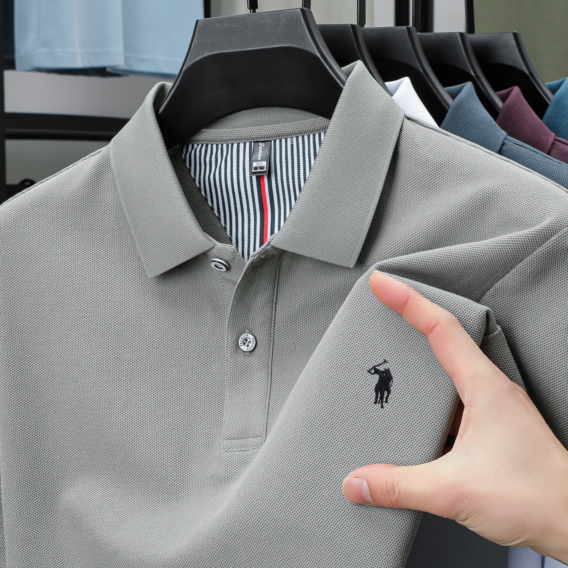 100% Pure Cotton Mens Short-Sleeved Polo Shirt Luxury Customized Business Top with Exquisite Embroidery, Summer Fashion