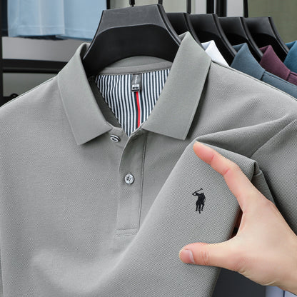 100% Pure Cotton Mens Short-Sleeved Polo Shirt Luxury Customized Business Top with Exquisite Embroidery, Summer Fashion