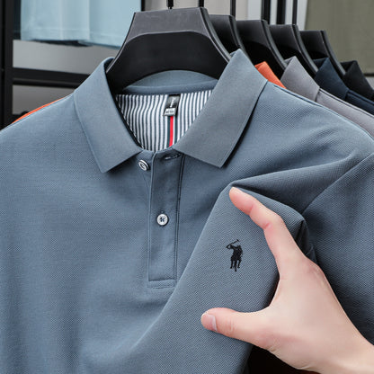 100% Pure Cotton Mens Short-Sleeved Polo Shirt Luxury Customized Business Top with Exquisite Embroidery, Summer Fashion
