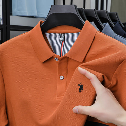 100% Pure Cotton Mens Short-Sleeved Polo Shirt Luxury Customized Business Top with Exquisite Embroidery, Summer Fashion