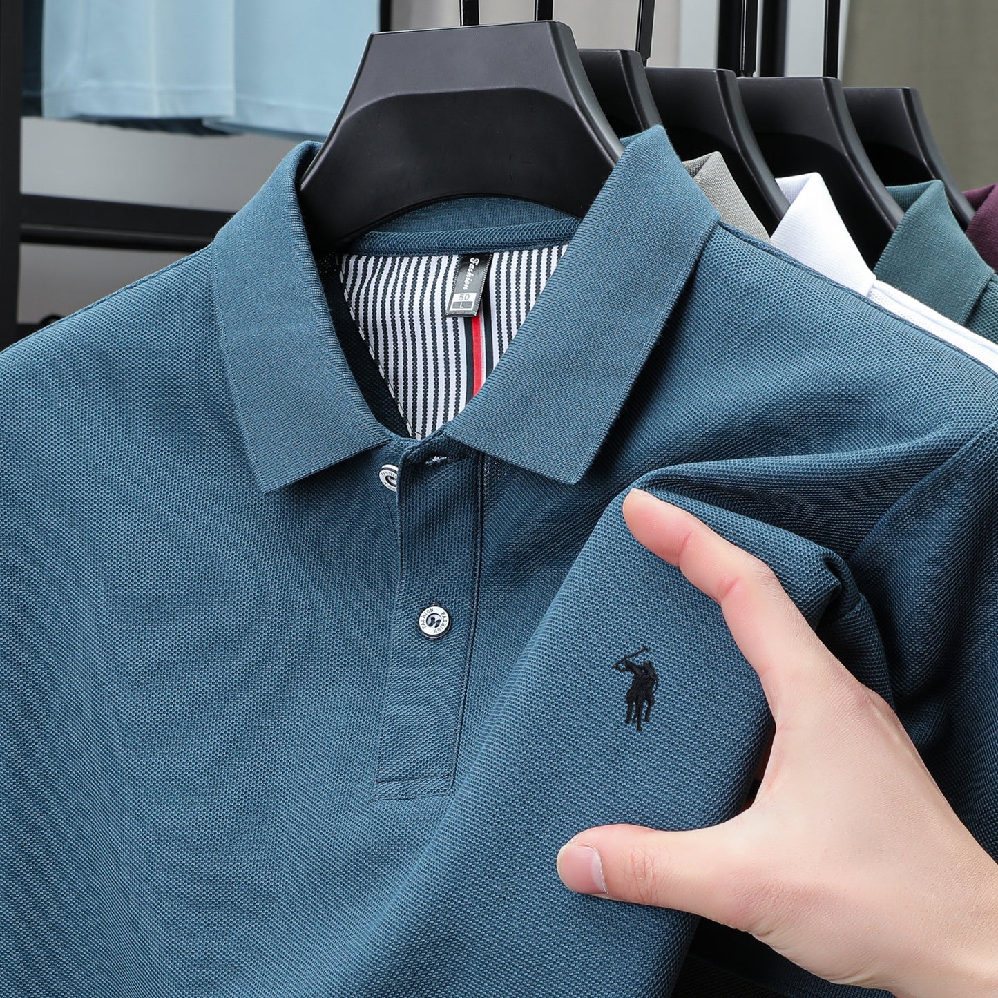 100% Pure Cotton Mens Short-Sleeved Polo Shirt Luxury Customized Business Top with Exquisite Embroidery, Summer Fashion