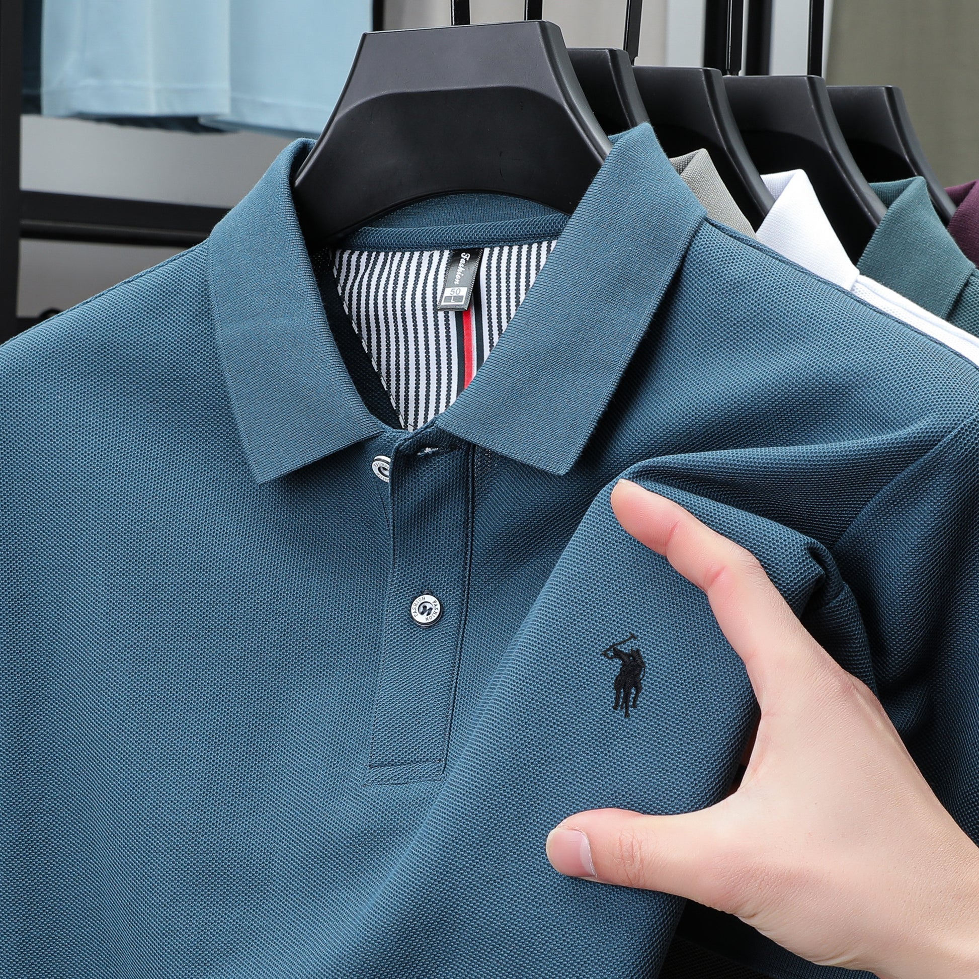 100% Pure Cotton Mens Short-Sleeved Polo Shirt Luxury Customized Business Top with Exquisite Embroidery, Summer Fashion