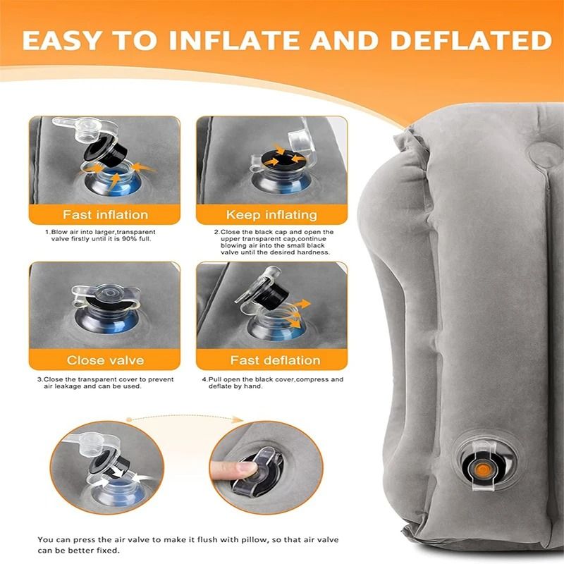 Inflatable Travel Pillow With Chin Support For Neck Rest In Car Plane Or Office 4
