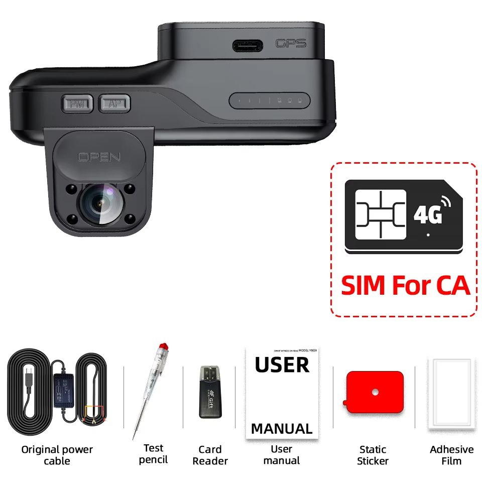 EACE 4G LTE Dash Cam With GPS  Remote Live View  Dual Lens Night Vision Car Recorder For Safety  Su 9