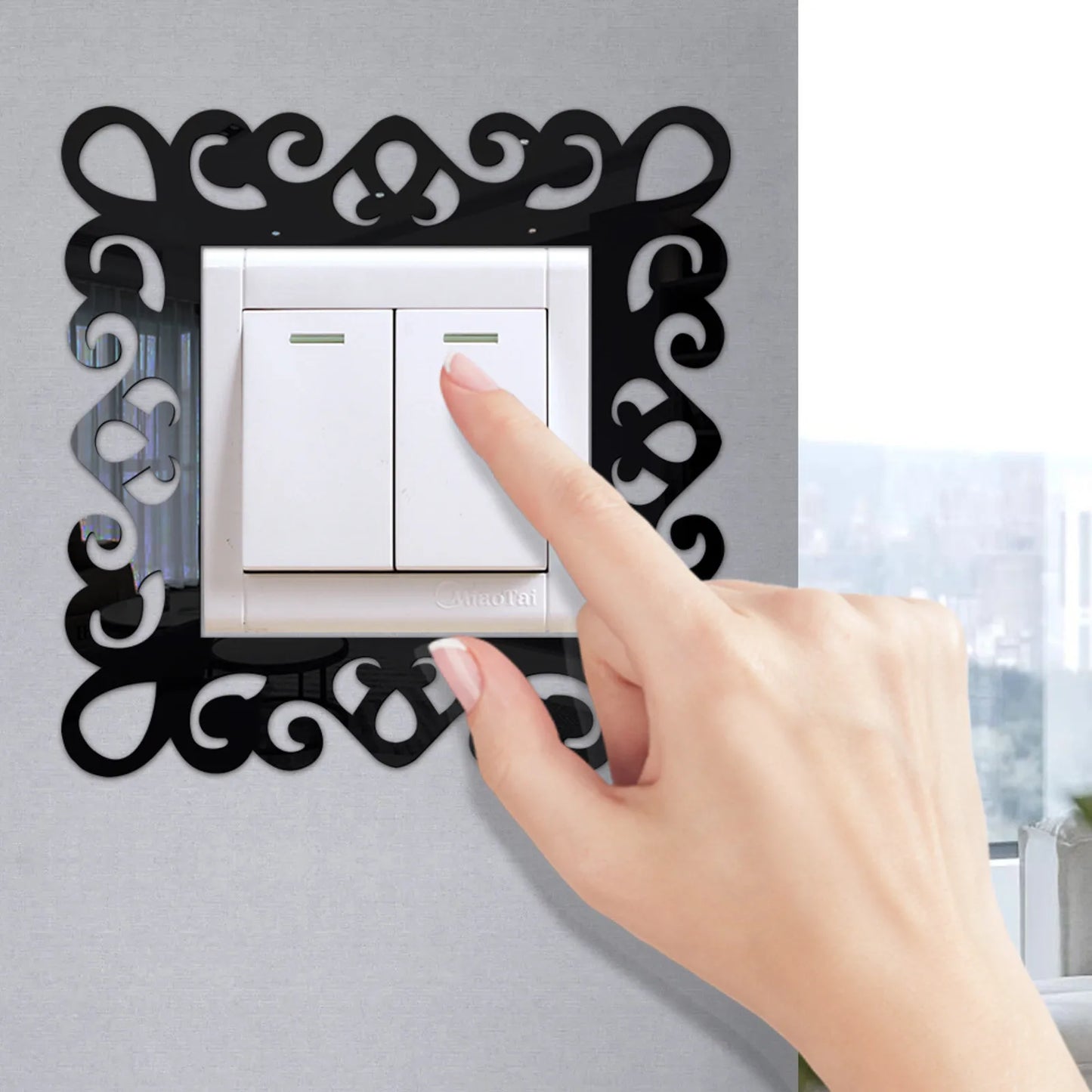 Acrylic Flower Switch Sticker for Single Light Socket, Finger Plate Panel Cover, Home Wall Decoration Sticker