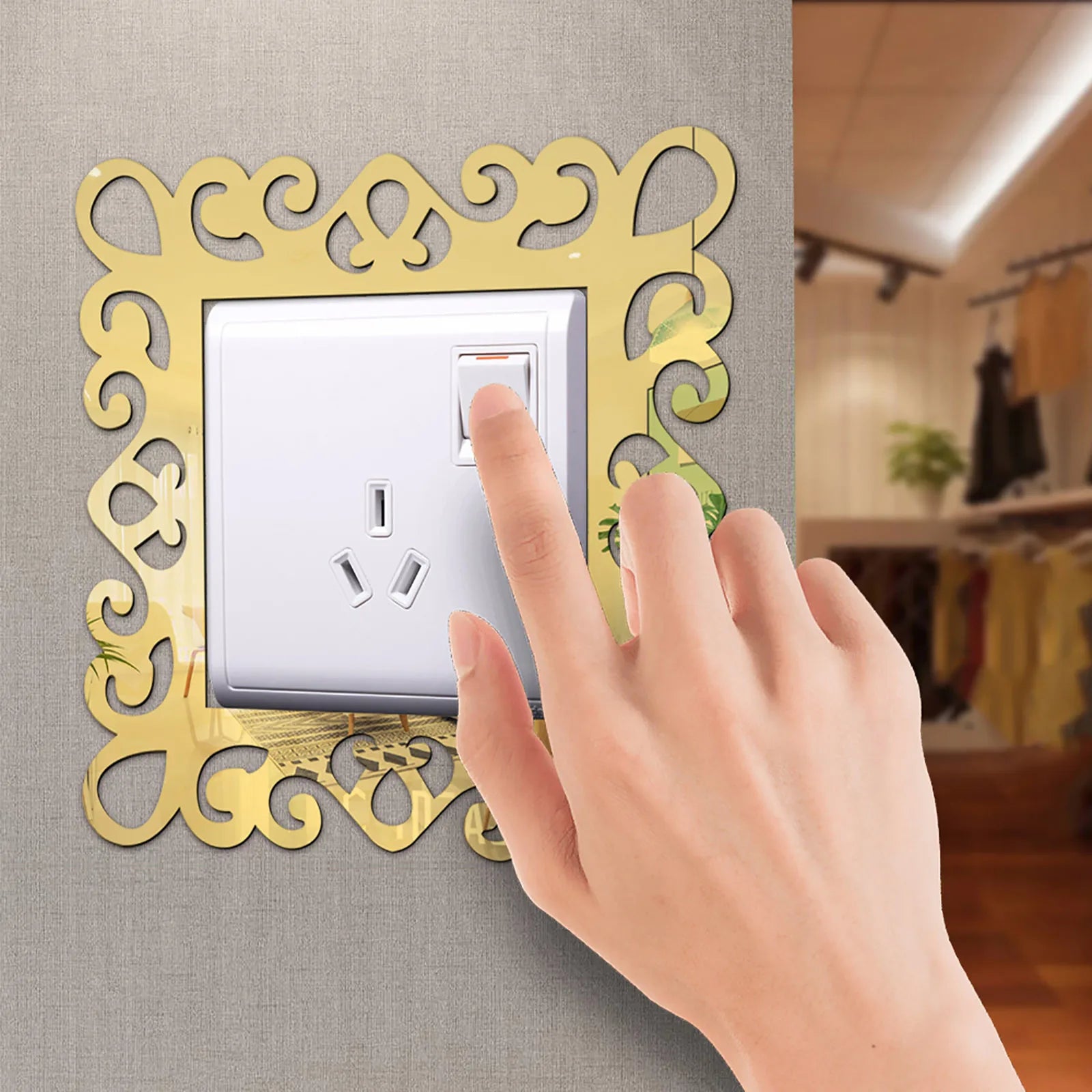 Acrylic Flower Switch Sticker for Single Light Socket, Finger Plate Panel Cover, Home Wall Decoration Sticker