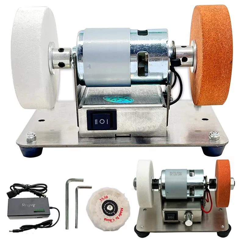Electric Dual Head Grinder 100W Table Polisher for Coarse and Fine Metal Grinding