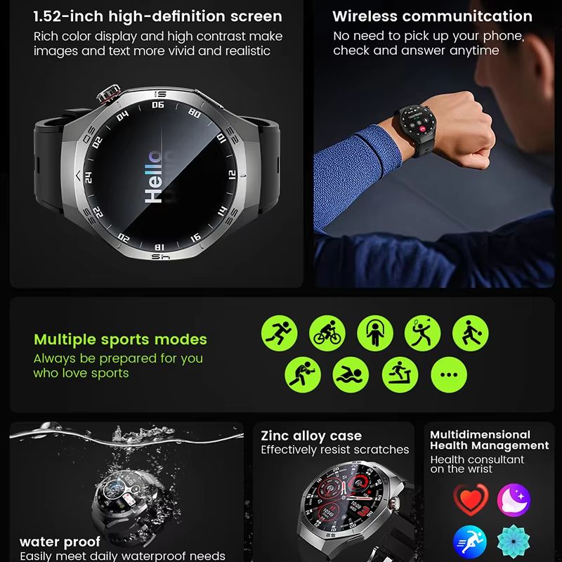 Huawei GT5 Pro Smart Watch For Men  AMOLED Display GPS Bluetooth Calling  Waterproof Fitness Tracke