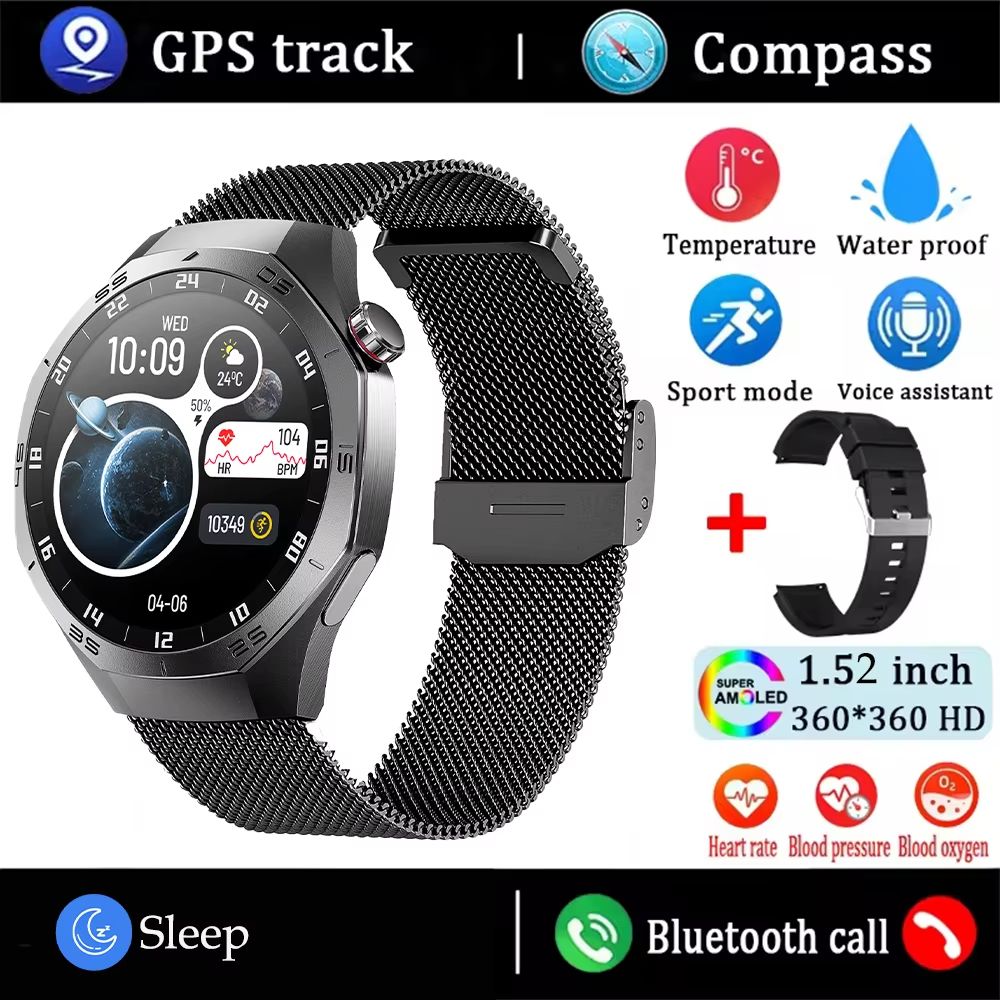 Huawei GT5 Pro Smart Watch For Men  AMOLED Display GPS Bluetooth Calling  Waterproof Fitness Tracke