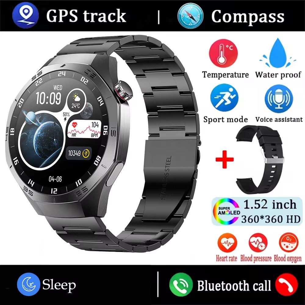 Huawei GT5 Pro Smart Watch For Men  AMOLED Display GPS Bluetooth Calling  Waterproof Fitness Tracke