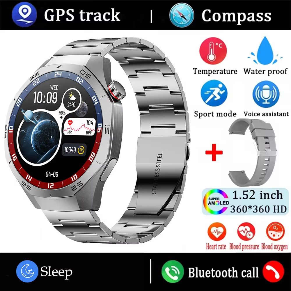 Huawei GT5 Pro Smart Watch For Men  AMOLED Display GPS Bluetooth Calling  Waterproof Fitness Tracke