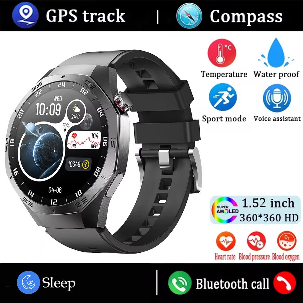Huawei GT5 Pro Smart Watch For Men  AMOLED Display GPS Bluetooth Calling  Waterproof Fitness Tracke