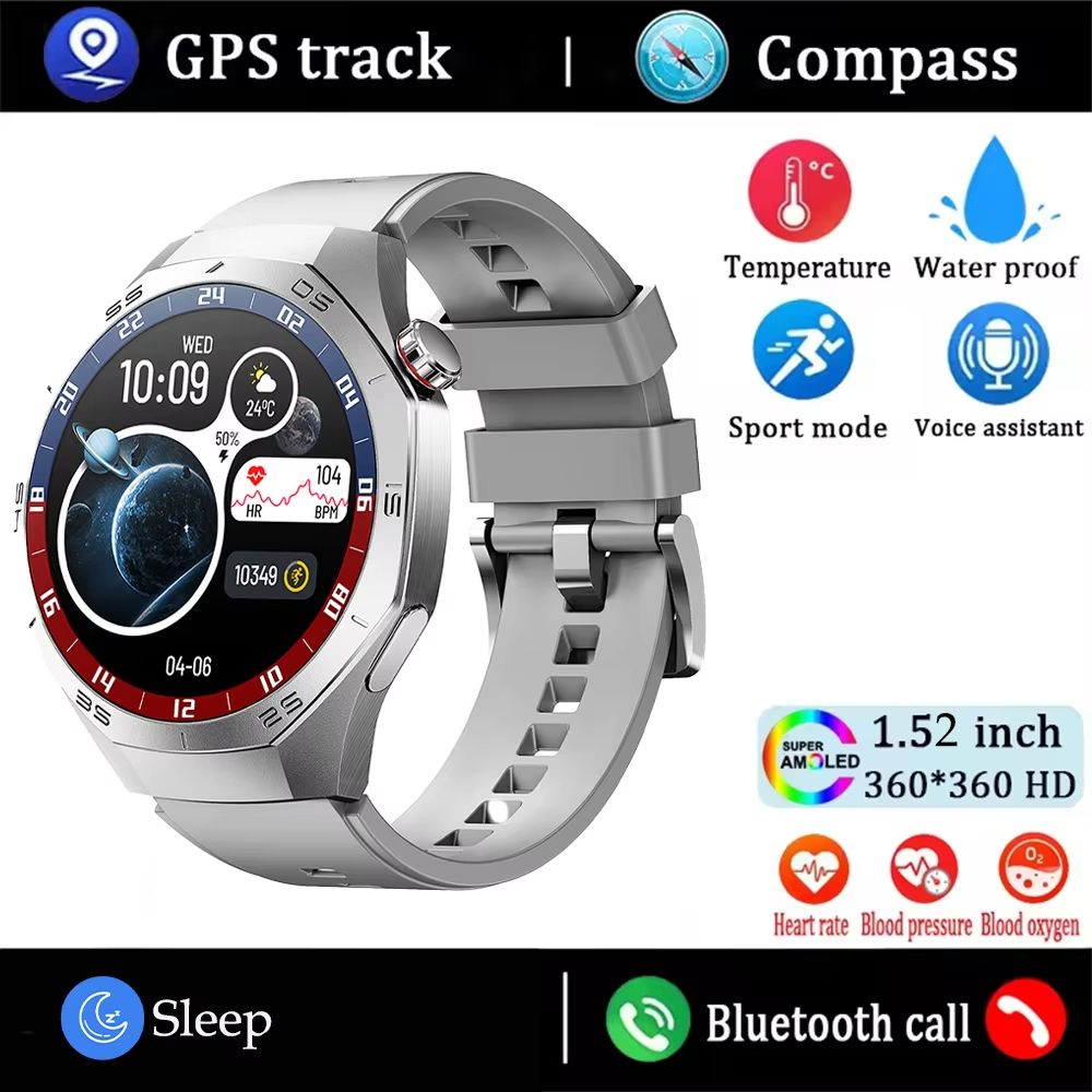 Huawei GT5 Pro Smart Watch For Men  AMOLED Display GPS Bluetooth Calling  Waterproof Fitness Tracke