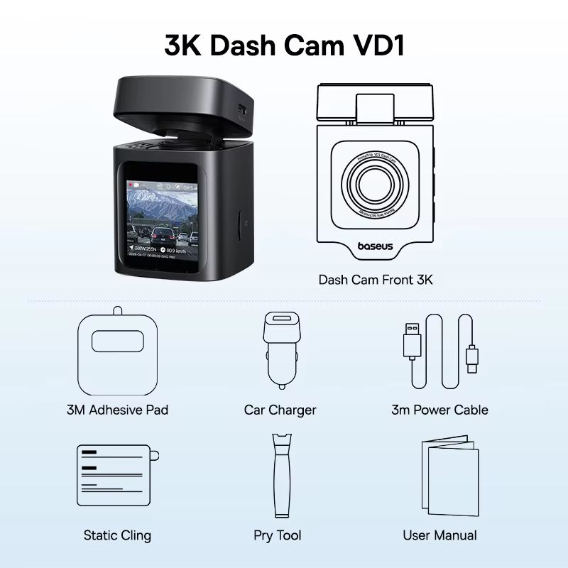 Baseus VD1 3K Dash Cam With GPS  Front And Rear Car Camera With Supercapacitor  24H Parking Surveil 6