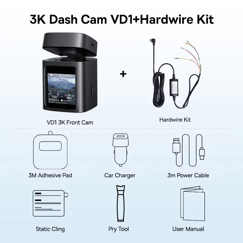 Baseus VD1 3K Dash Cam With GPS  Front And Rear Car Camera With Supercapacitor  24H Parking Surveil 7
