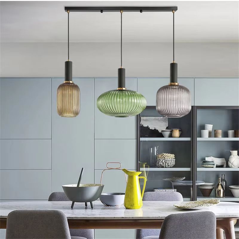 Retro Glass Pendant Light  Colorful E27 LED Hanging Lamp For Dining Room Living Room Or Bedside 2
