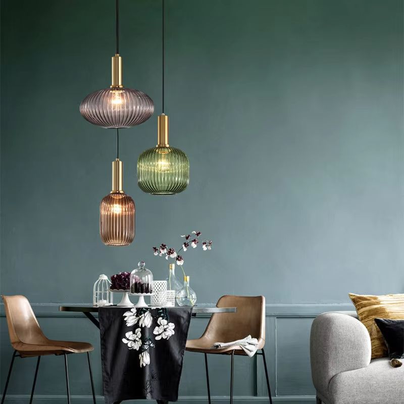 Retro Glass Pendant Light  Colorful E27 LED Hanging Lamp For Dining Room Living Room Or Bedside 4