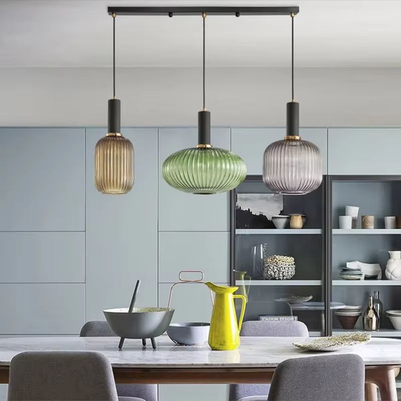 Retro Glass Pendant Light  Colorful E27 LED Hanging Lamp For Dining Room Living Room Or Bedside 5