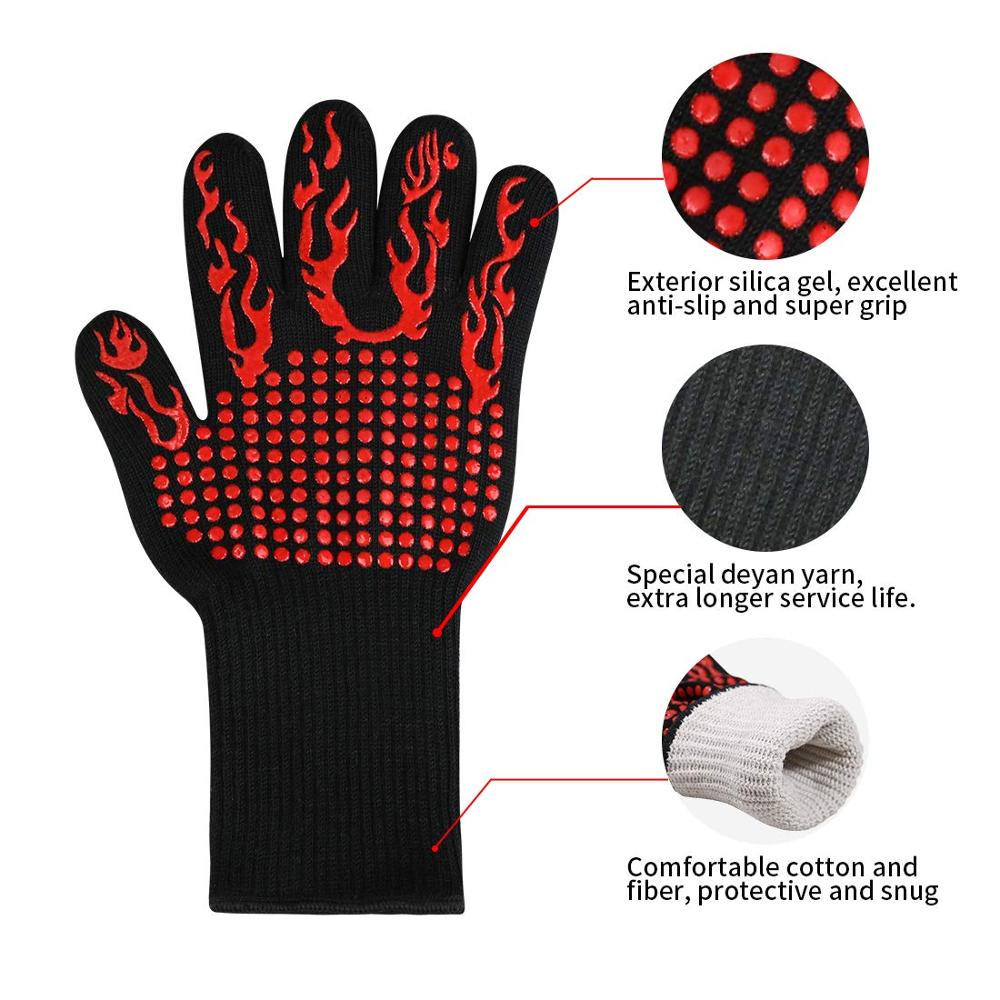 Premium Grill Gloves For High Heat Heat Resistant NonSlip BBQ  Baking Gloves For Safe Cooking  Gril 3