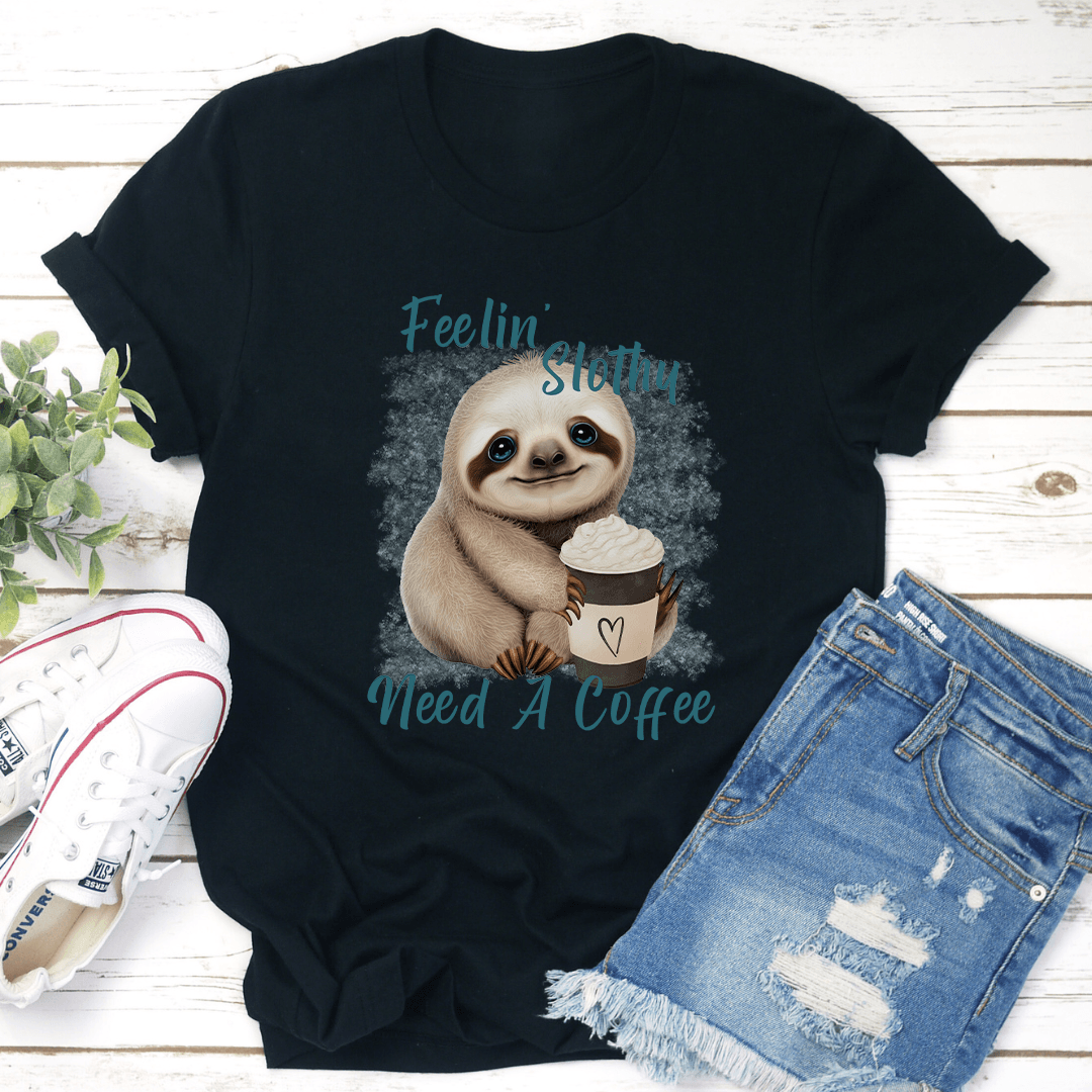 Feelin Slothy Need A Coffee Tee 3