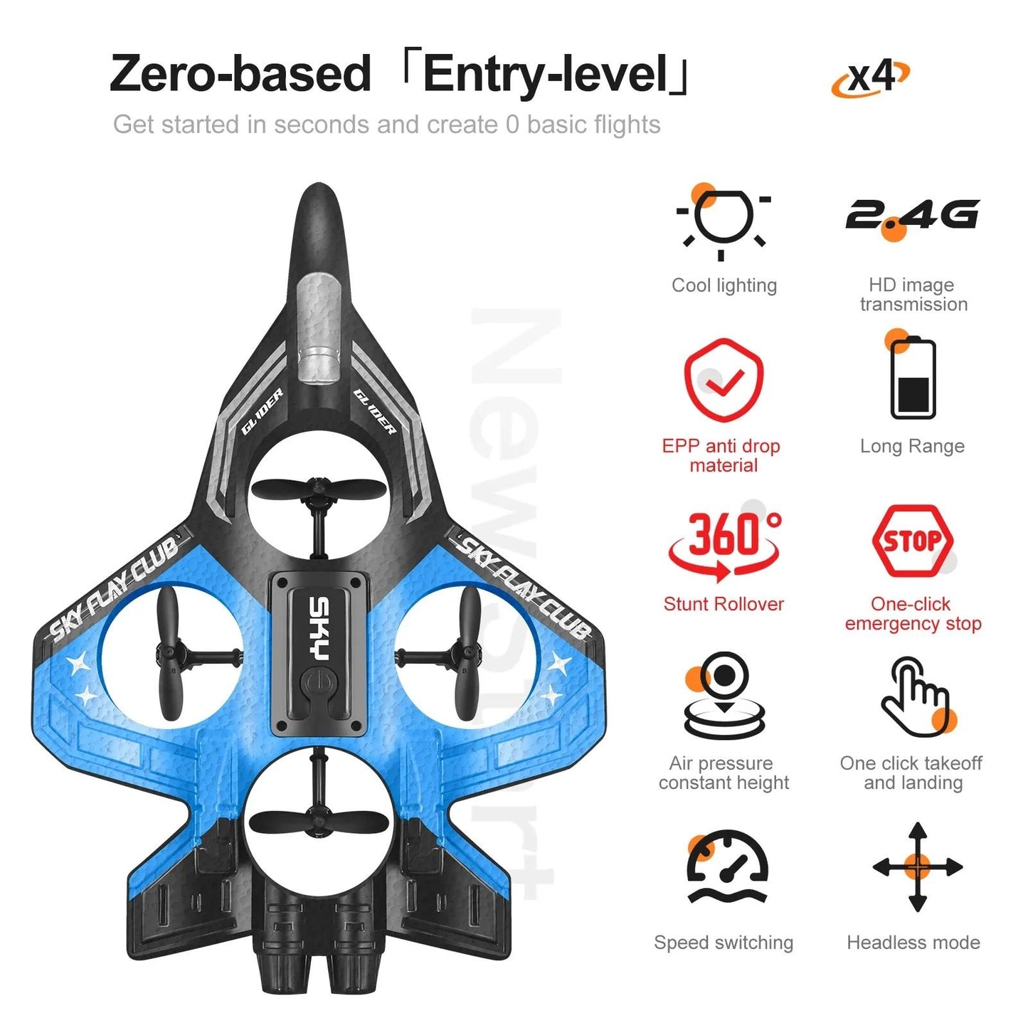 Remote Control Glider Jet Foam Plane With Lights For Outdoor Stunt Flying 5