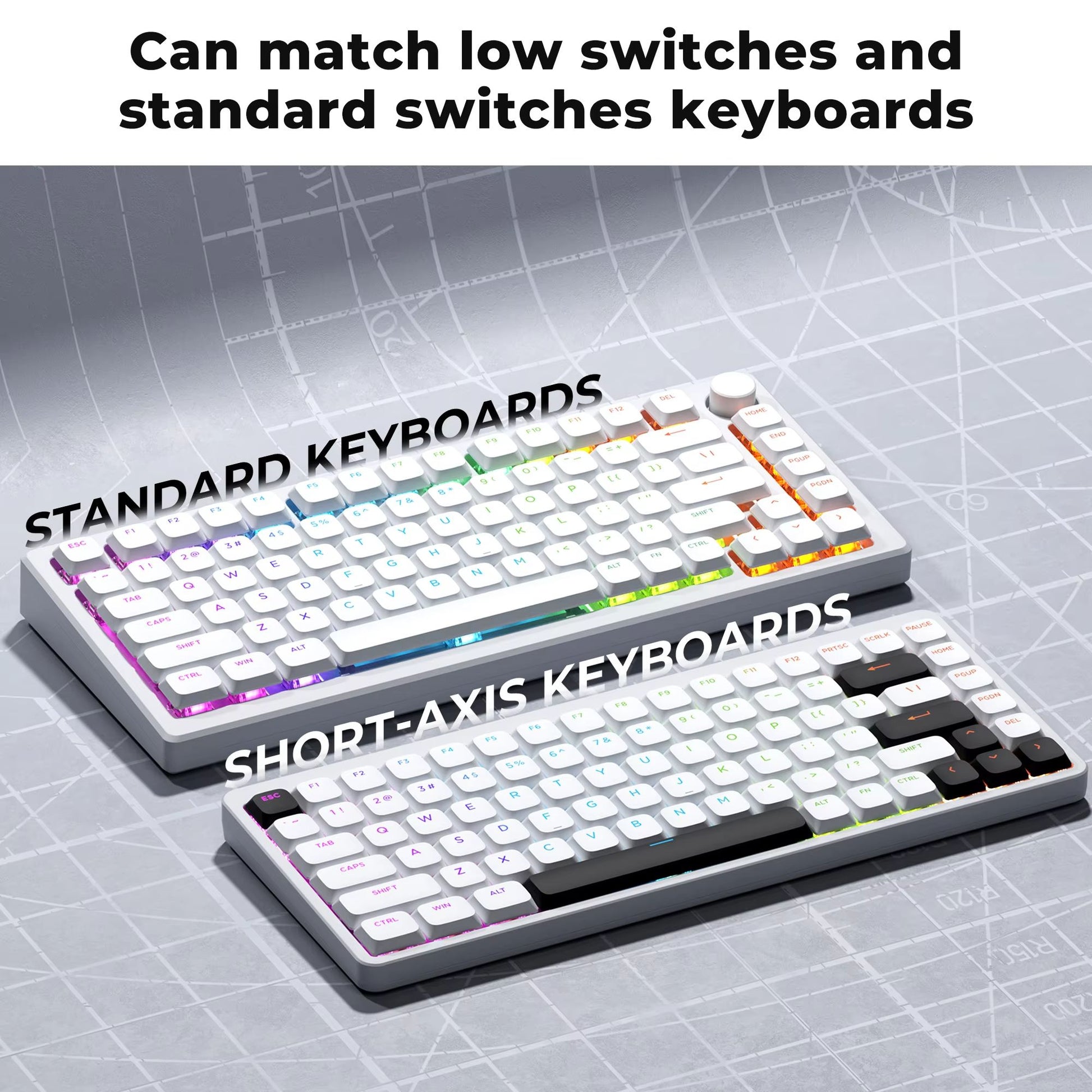 XVX BOW Skyline R2 Low Profile Keycap Set  127Key ShineThrough DoubleShot PBT Keycaps For ANSI Layo 3