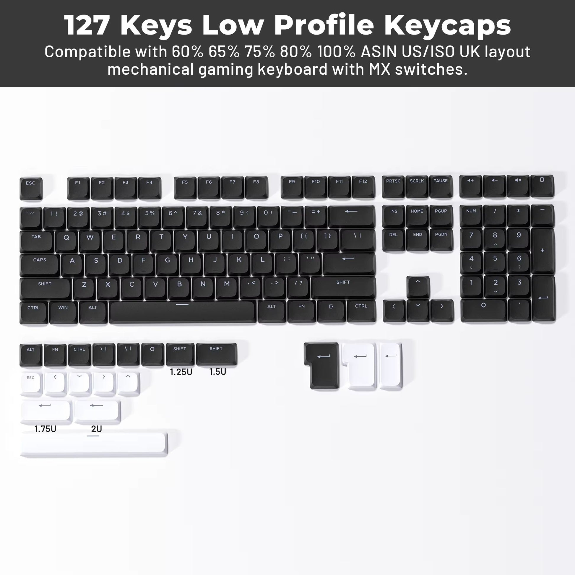 XVX BOW Skyline R2 Low Profile Keycap Set  127Key ShineThrough DoubleShot PBT Keycaps For ANSI Layo 6