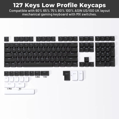 XVX BOW Skyline R2 Low Profile Keycap Set  127Key ShineThrough DoubleShot PBT Keycaps For ANSI Layo 6