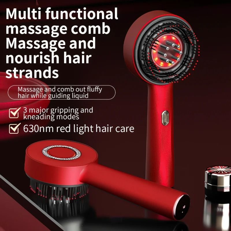 Electric Hair Growth Comb with Red Light and Massage for Scalp Care and Oil Application