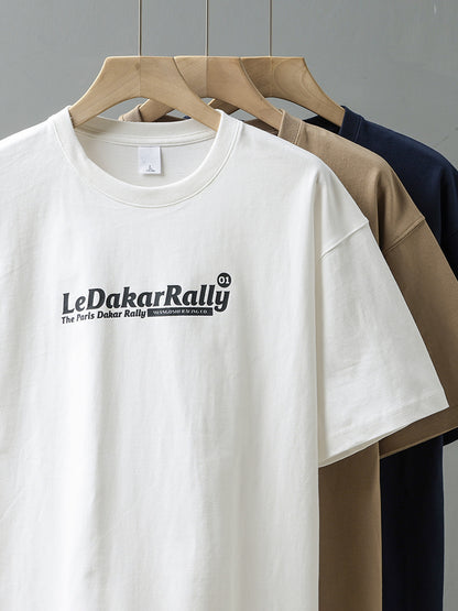 DUKEEN Cotton Men Graphic T-Shirts, Vintage F1 Car Printed Oversized Tee Heavyweight Summer T-Shirt for Men