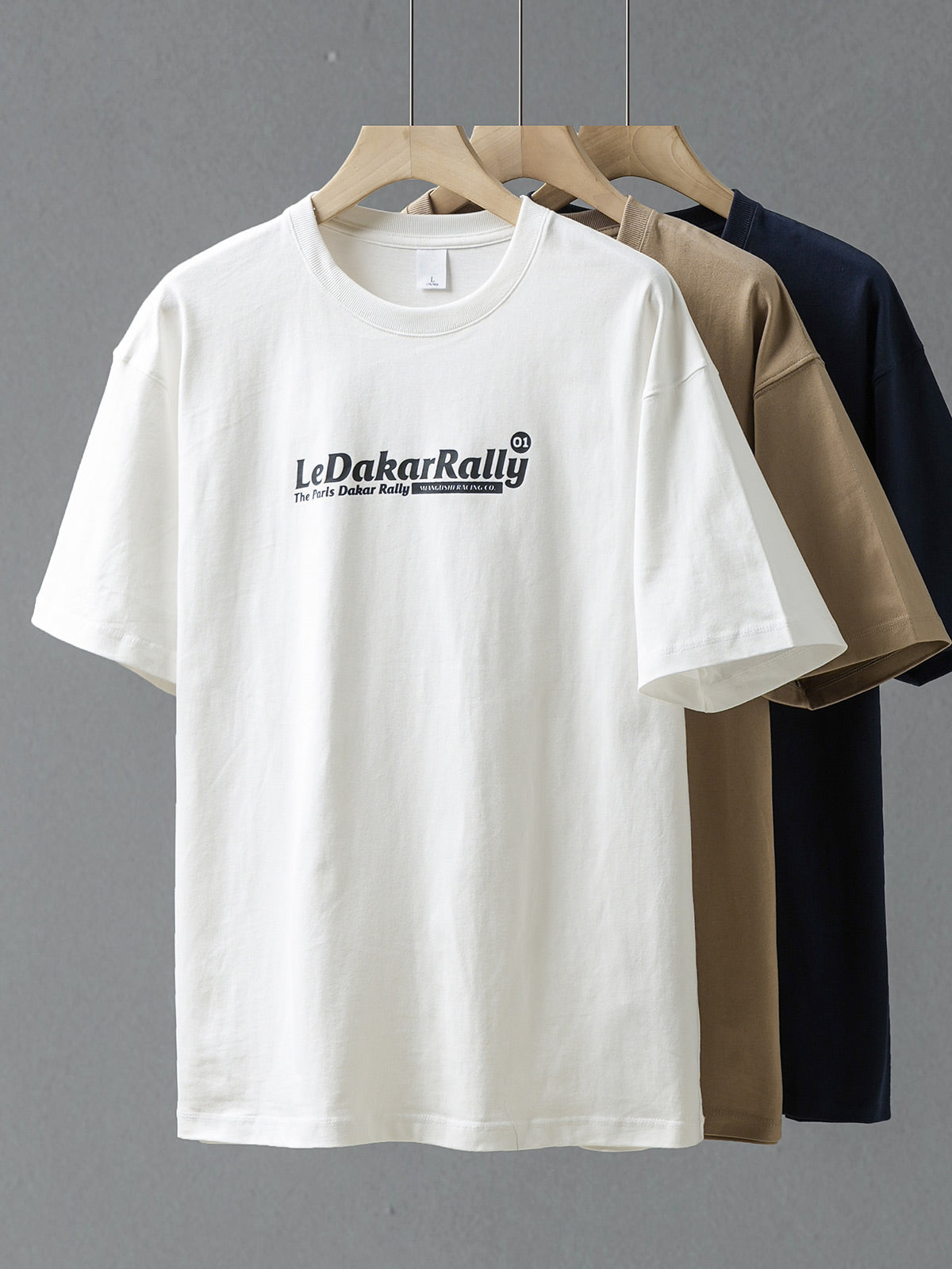 DUKEEN Cotton Men Graphic T-Shirts, Vintage F1 Car Printed Oversized Tee Heavyweight Summer T-Shirt for Men