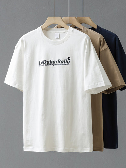 DUKEEN Cotton Men Graphic T-Shirts, Vintage F1 Car Printed Oversized Tee Heavyweight Summer T-Shirt for Men