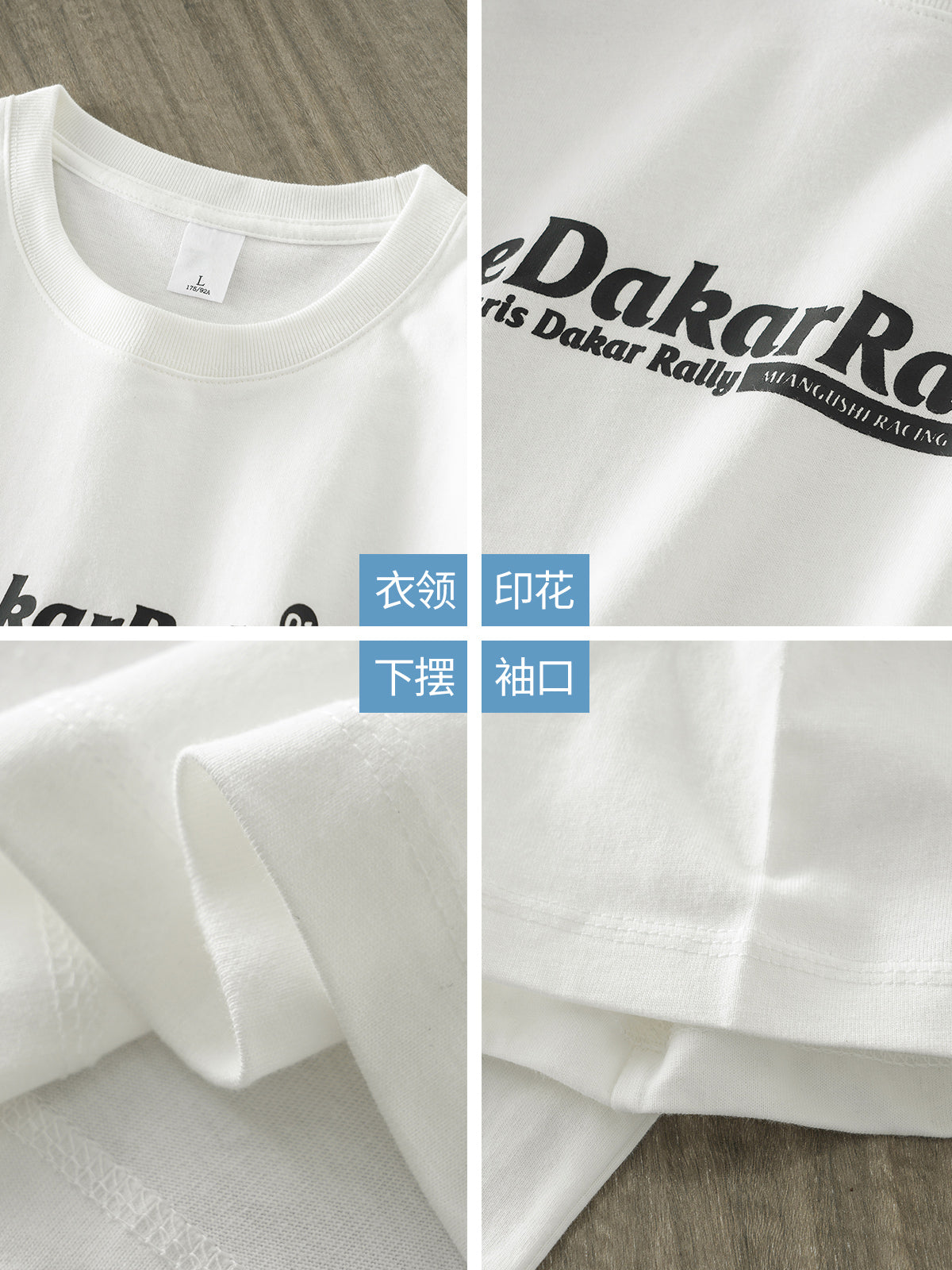 DUKEEN Cotton Men Graphic T-Shirts, Vintage F1 Car Printed Oversized Tee Heavyweight Summer T-Shirt for Men