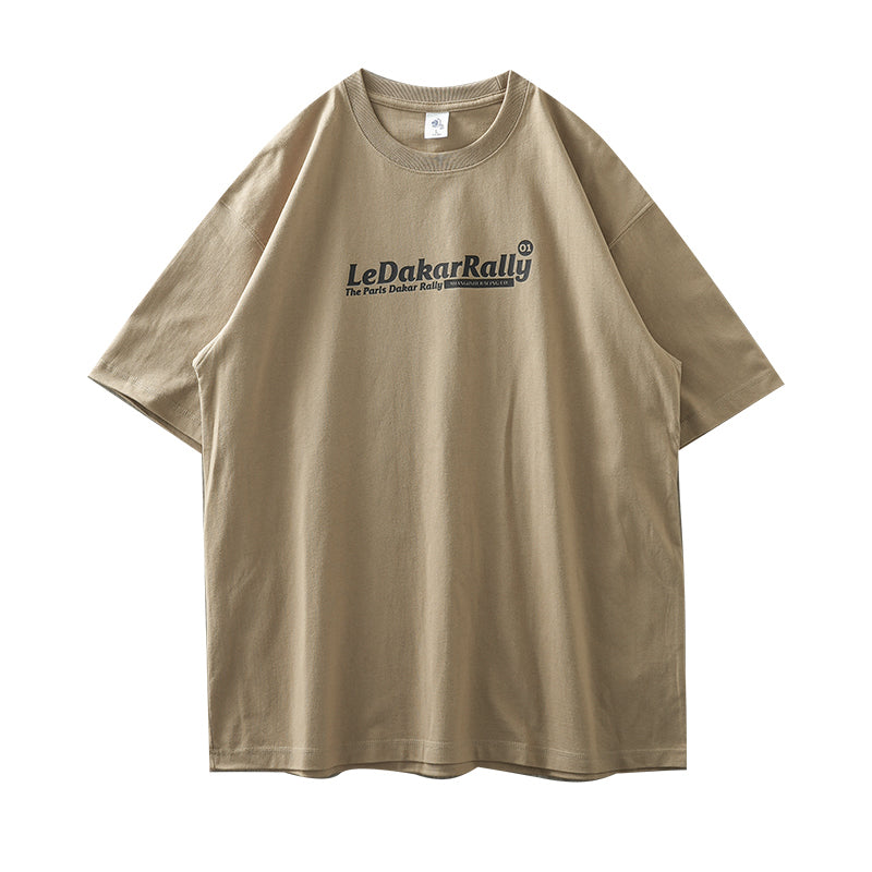 DUKEEN Cotton Men Graphic T-Shirts, Vintage F1 Car Printed Oversized Tee Heavyweight Summer T-Shirt for Men