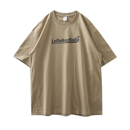 DUKEEN Cotton Men Graphic T-Shirts, Vintage F1 Car Printed Oversized Tee Heavyweight Summer T-Shirt for Men