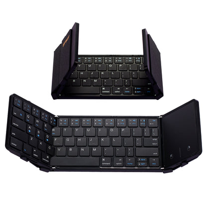 Rechargeable Foldable Wireless Bluetooth Keyboard for PC, Mac, Android, iOS, Portable Folding Keyboard for Travel