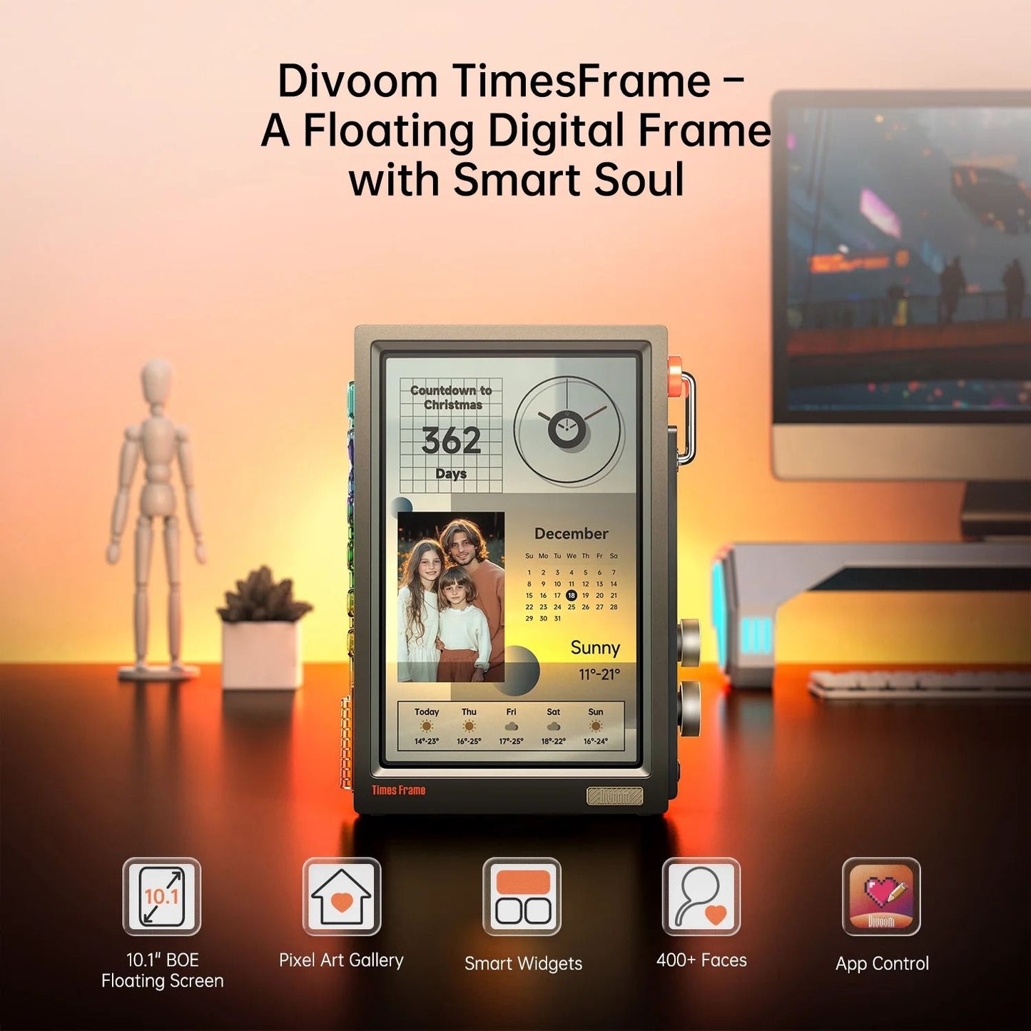 Smart HD Display Clock With Widgets For Crypto Weather Stocks And Desk Decor 4