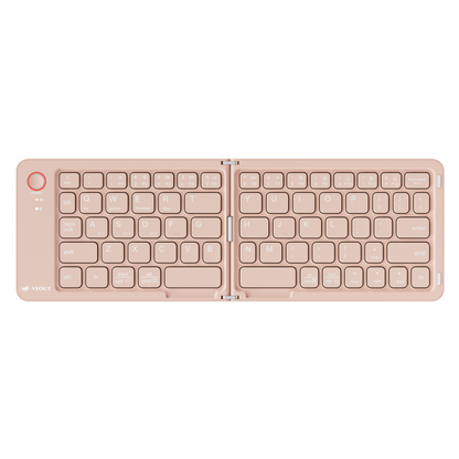 Compact Wireless VEOUT Folding Keyboard Black White Pink Purple, Portable Bluetooth Keyboard for iPhone Android Tablet
