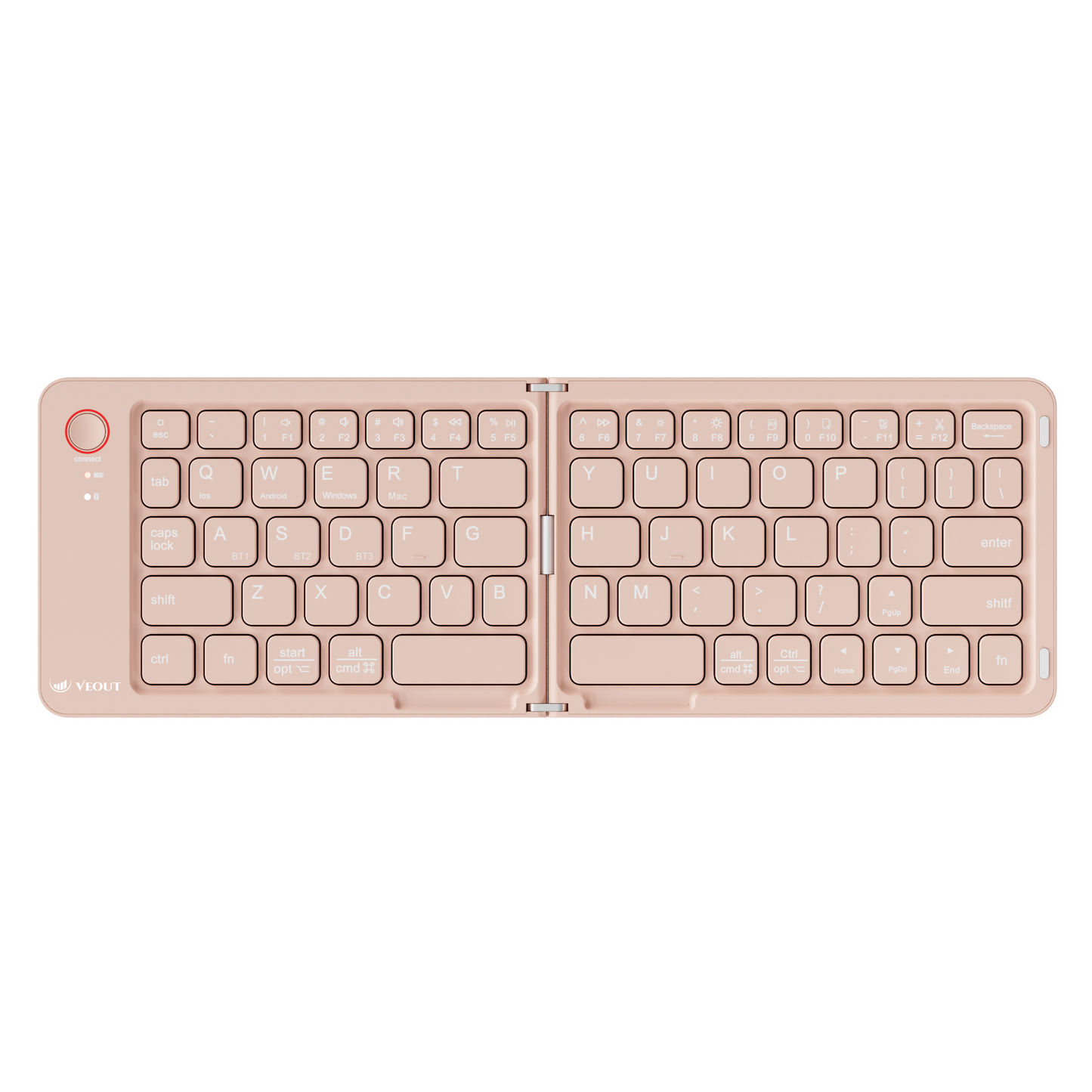 Compact Wireless VEOUT Folding Keyboard Black White Pink Purple, Portable Bluetooth Keyboard for iPhone Android Tablet