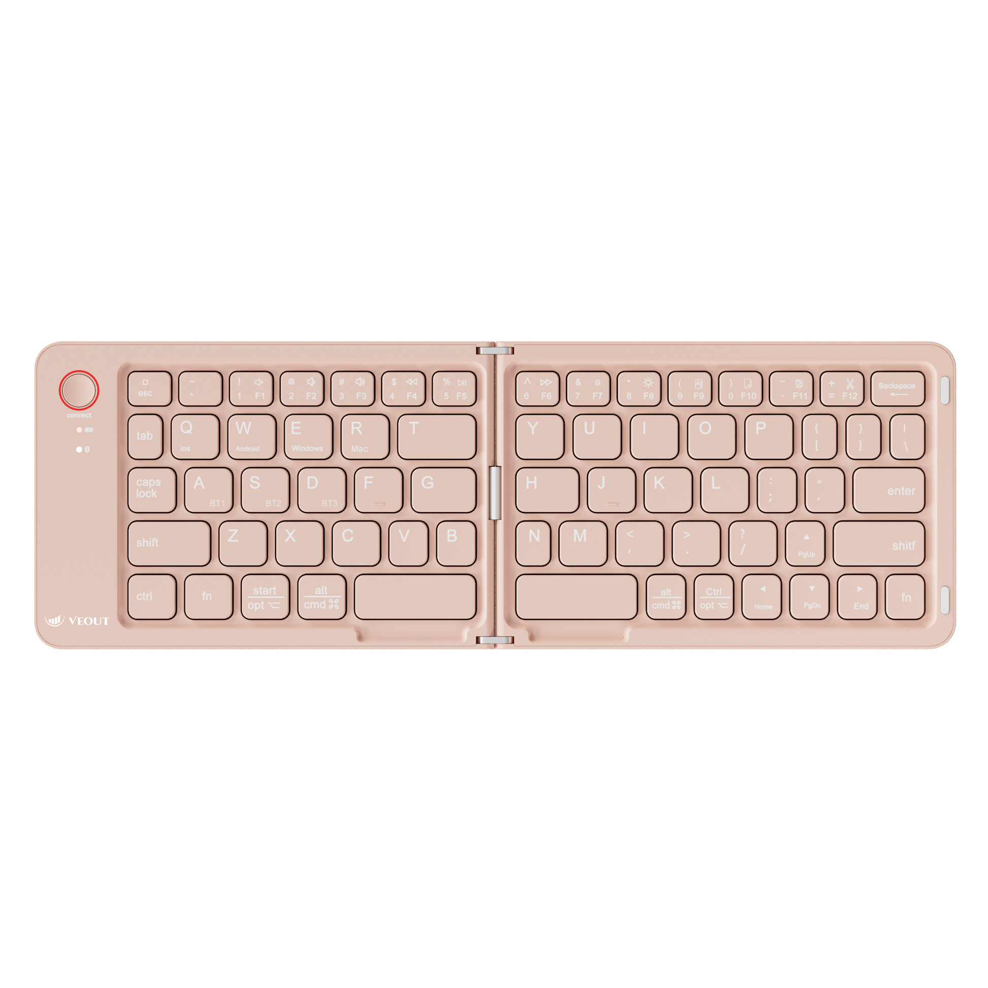 Compact Wireless VEOUT Folding Keyboard Black White Pink Purple, Portable Bluetooth Keyboard for iPhone Android Tablet