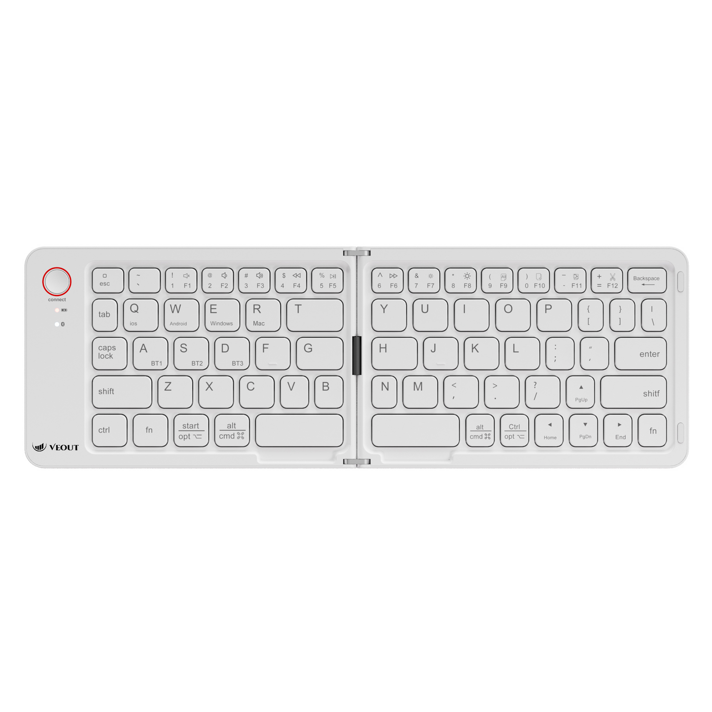Compact Wireless VEOUT Folding Keyboard Black White Pink Purple, Portable Bluetooth Keyboard for iPhone Android Tablet