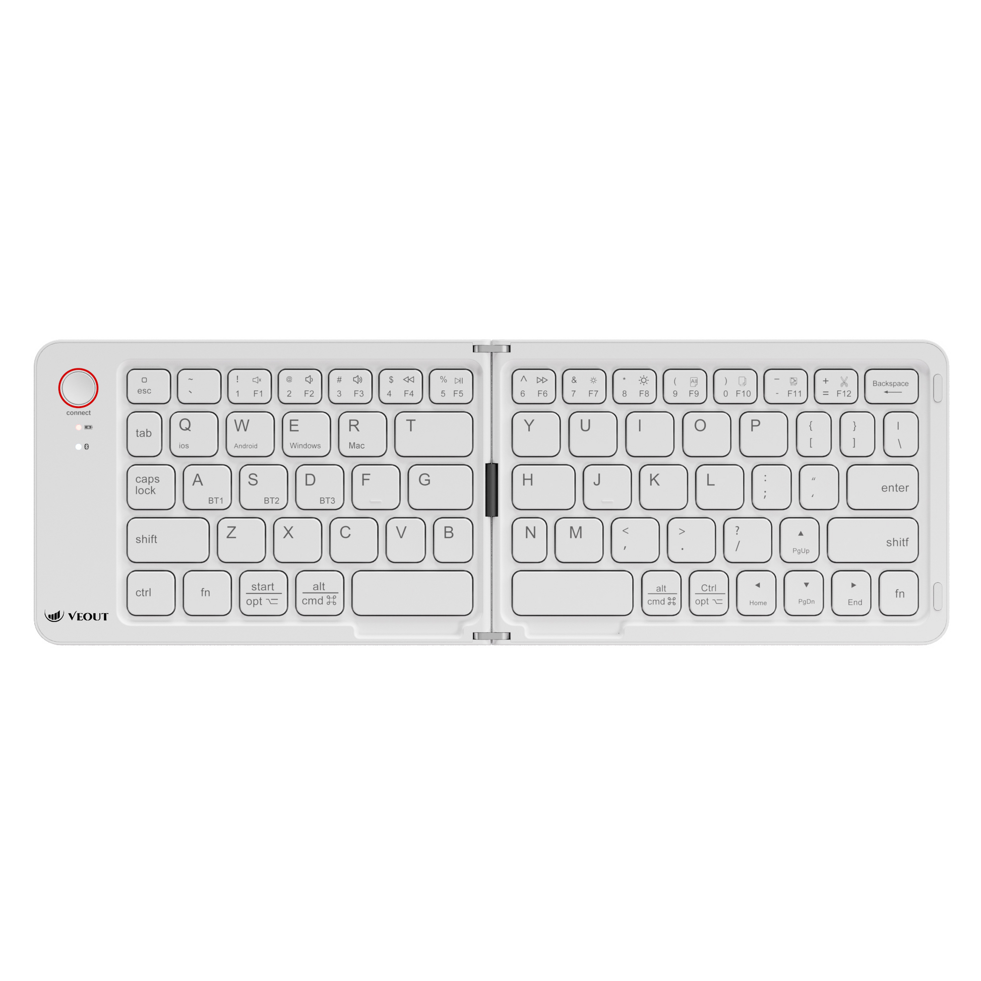Compact Wireless VEOUT Folding Keyboard Black White Pink Purple, Portable Bluetooth Keyboard for iPhone Android Tablet