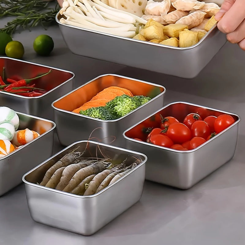 6-Piece Leakproof Stackable & Reusable Stainless Steel Food Storage Containers Set, Includes Airtight Lids