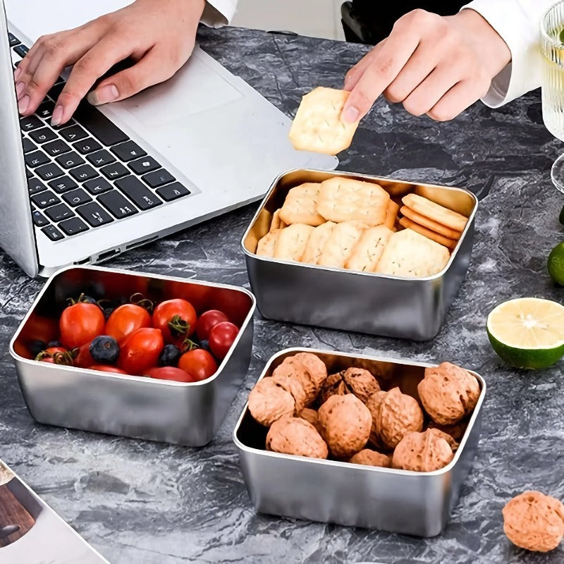 6Piece Leakproof Stackable  Reusable Stainless Steel Food Storage Containers Set Includes Airtight  1