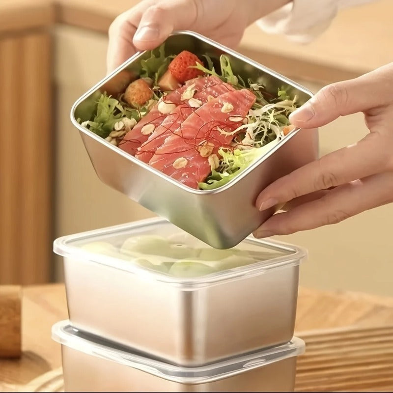 6Piece Leakproof Stackable  Reusable Stainless Steel Food Storage Containers Set Includes Airtight  3