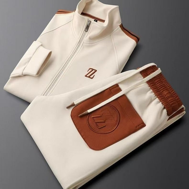 Spring Autumn Fashion Embroidered LOGO Mens Sports Leisure Jacket Pants 2-Piece Set, Youth Street Party Brand Men Sets