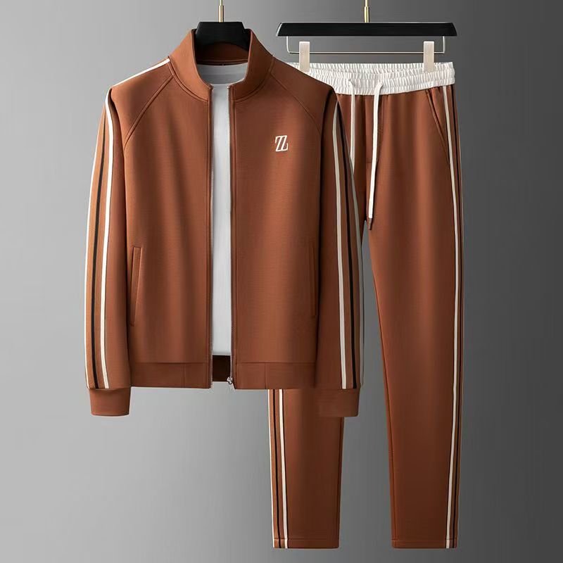 Spring Autumn Fashion Embroidered LOGO Mens Sports Leisure Jacket Pants 2-Piece Set, Youth Street Party Brand Men Sets